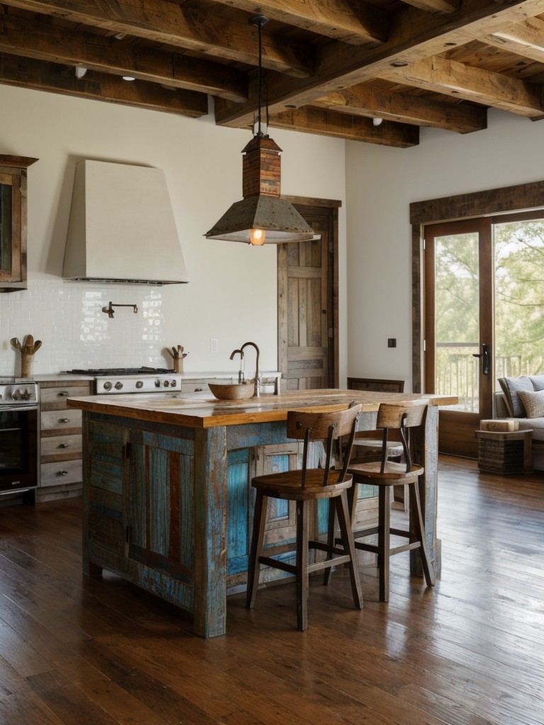using-reclaimed-wood-furniture-antique-quilts-distressed-finishes