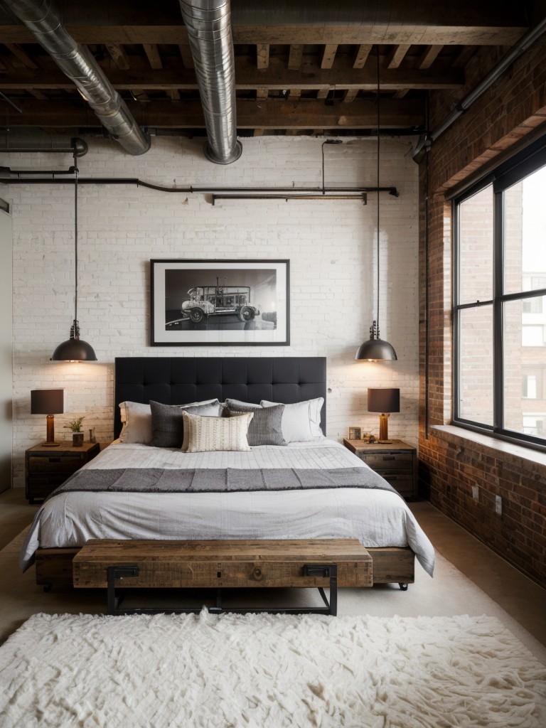 chic-stylish-urban-loft-bedroom-ideas-industrial-elements-urban-artwork-reclaimed-wood
