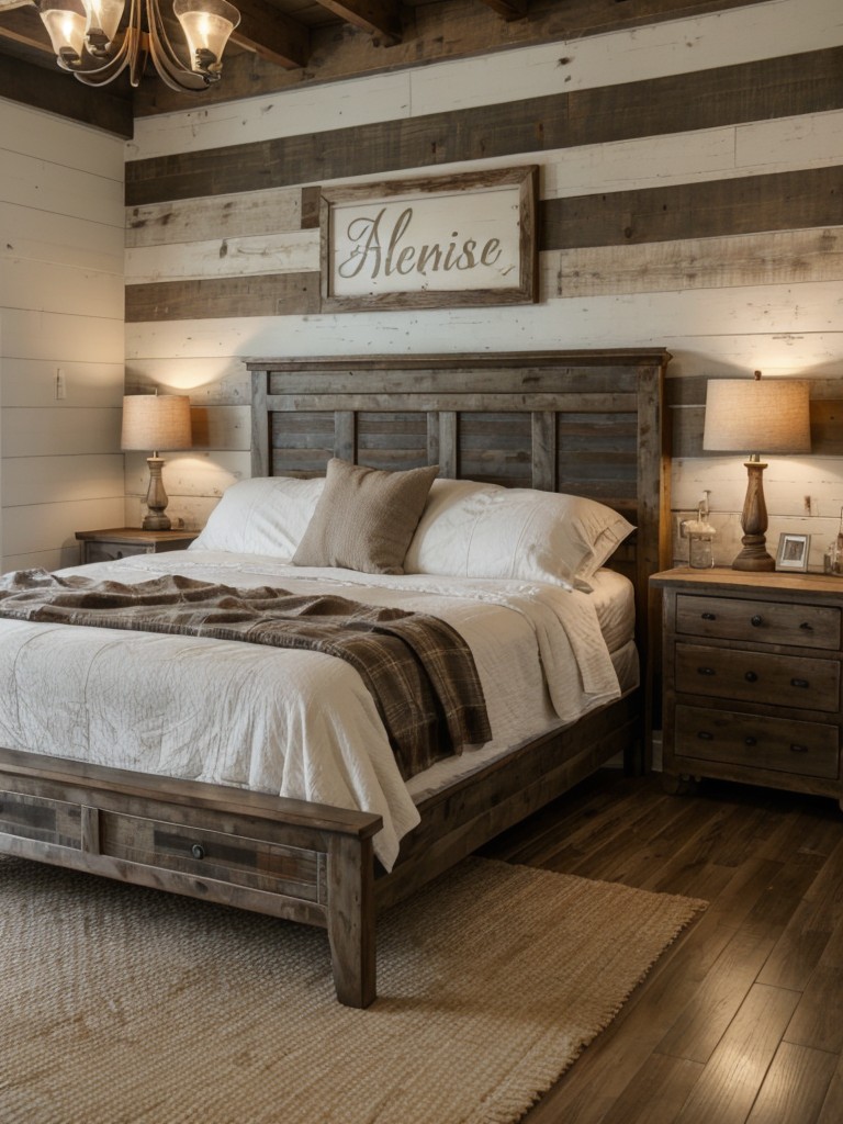 farmhouse-inspired-bedroom-ideas-distressed-wood-shiplap-walls-vintage-accessories