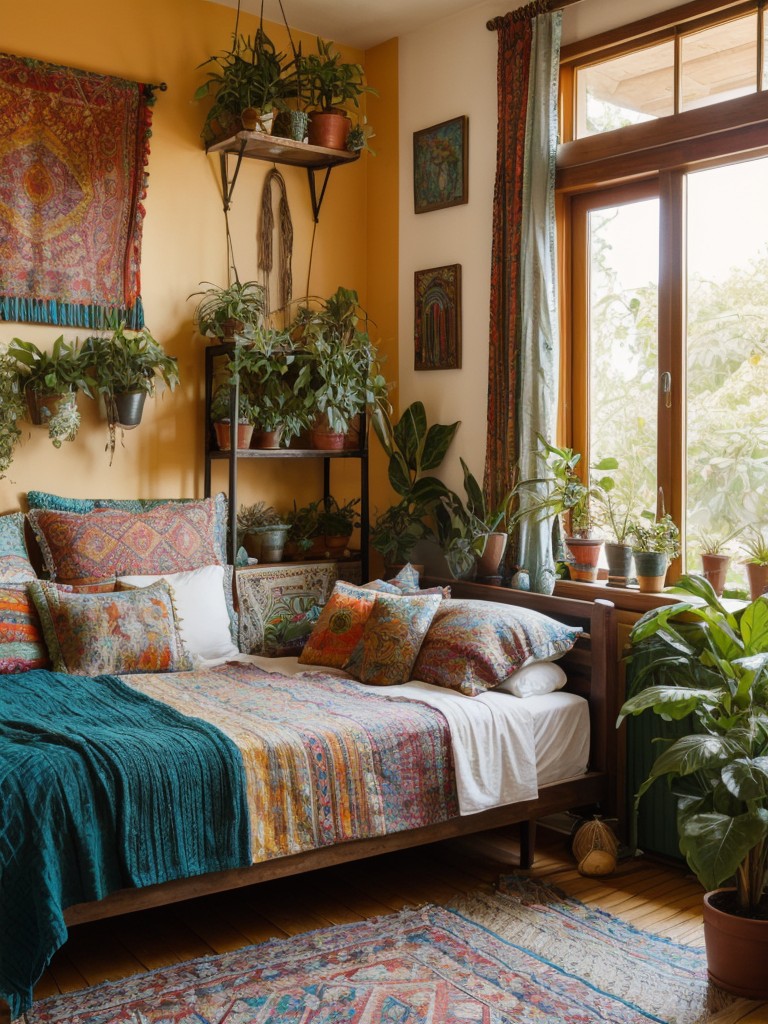bohemian-bedroom-ideas-eclectic-decor-vibrant-colors-mix-match-patterns-creating-free-spirited-whimsical-sanctuary-filled-plants-global-inspired-acces