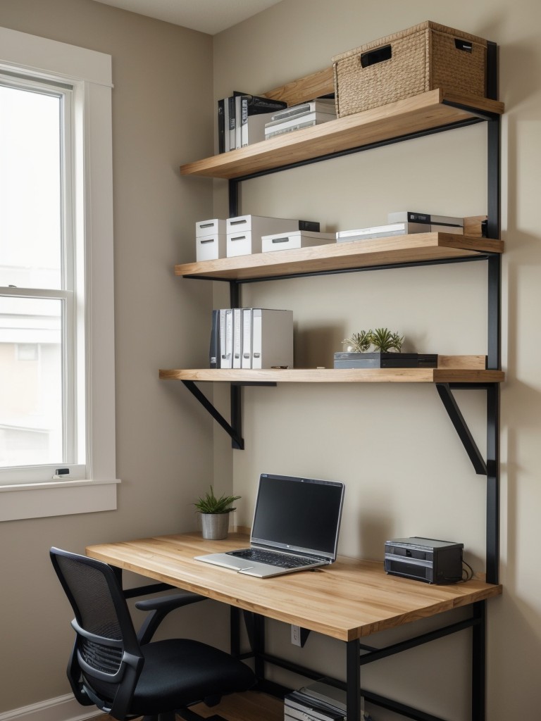 creating-designated-workspace-incorporating-desk-built-storage-wall-mounted-folding-desk