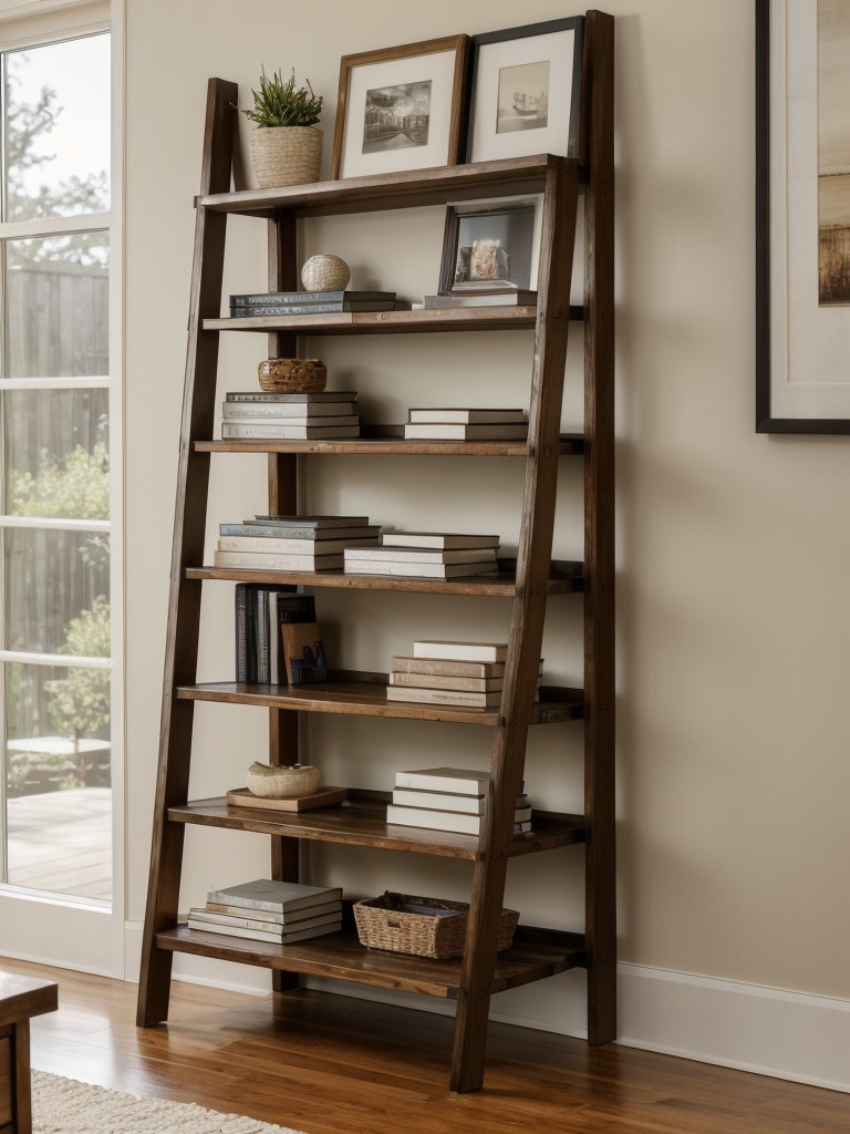 using-ladder-style-bookshelves-to-display-personal-items-store-books-while-adding-visual-interest-to-room