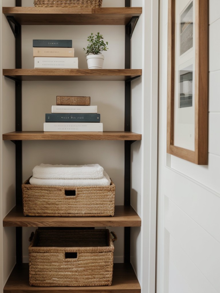utilizing-vertical-space-wall-mounted-shelves-floating-shelves-books-decor-folded-clothing
