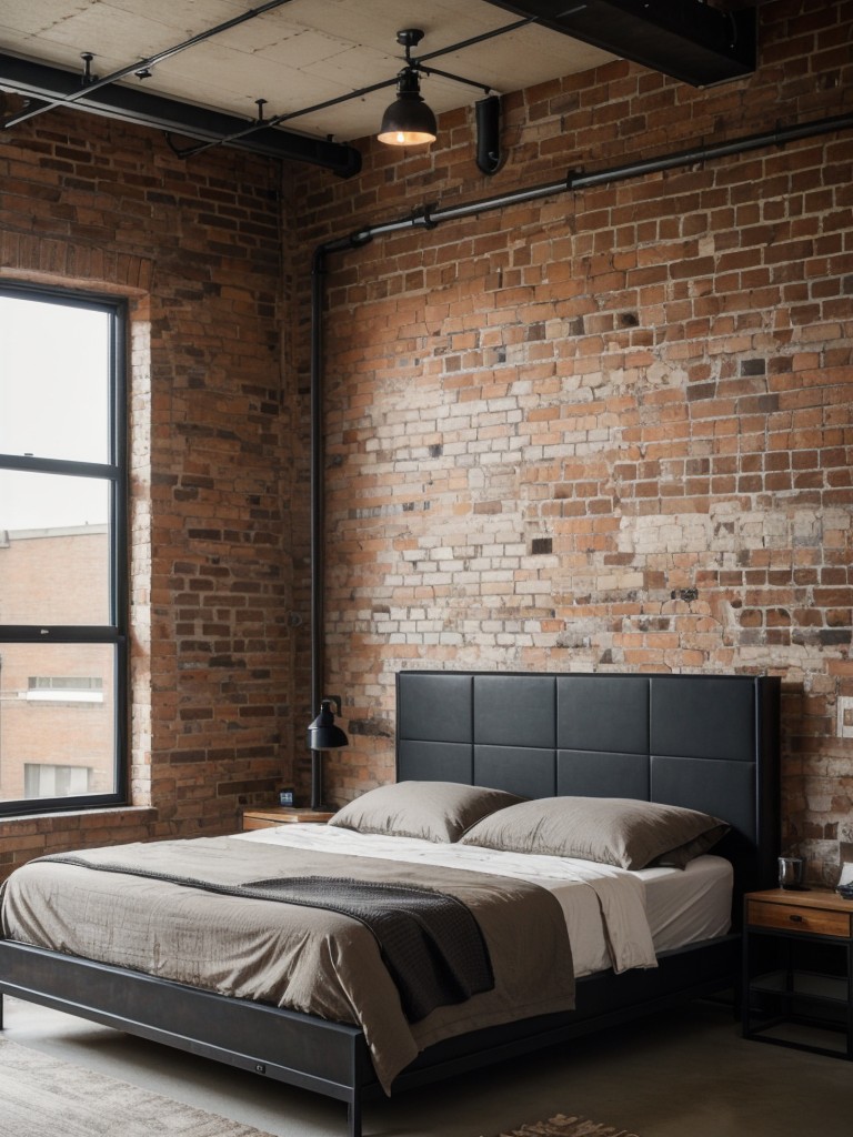 industrial-bedroom-ideas-exposed-brick-walls-metal-details-utilitarian-furnishings-giving-modern-edgy-ambiance