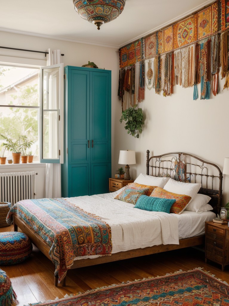 bohemian-bedroom-ideas-vibrant-patterns-eclectic-decor-mix-match-furniture-free-spirited-whimsical-atmosphere