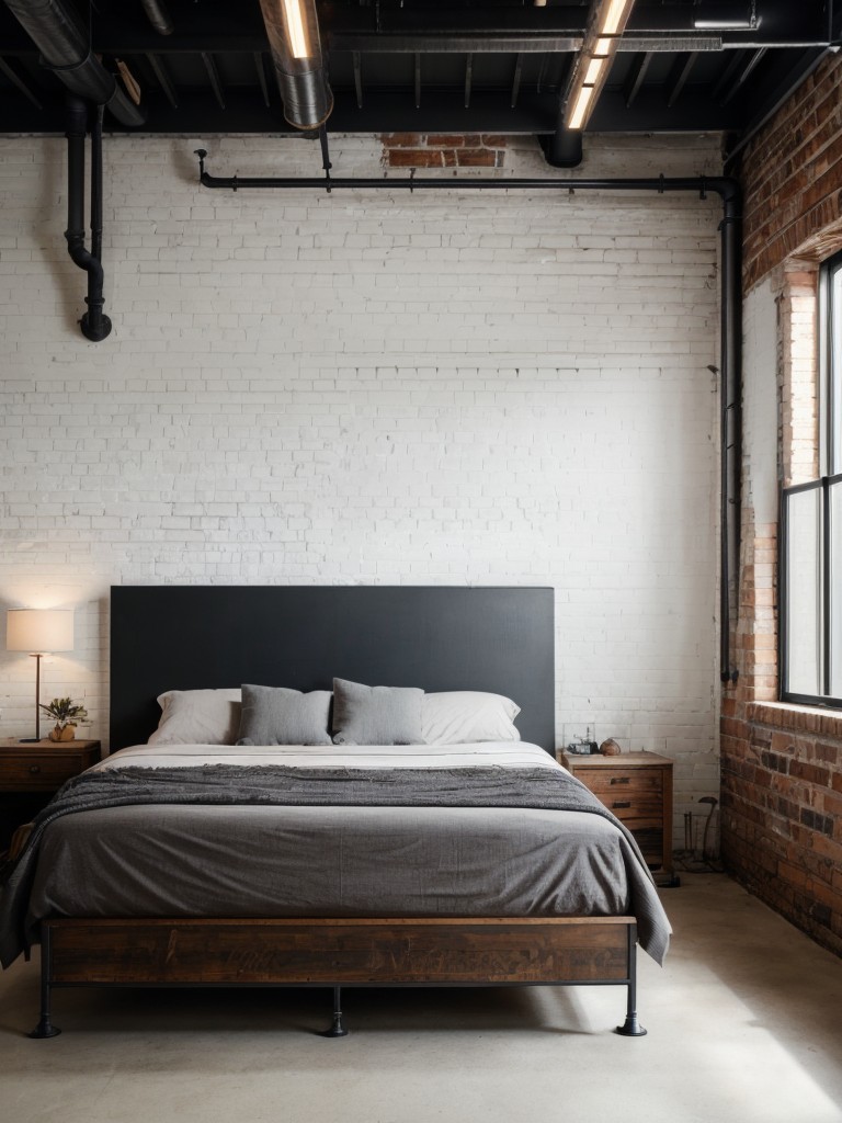industrial-bedroom-ideas-exposed-brick-walls-metal-accents-mix-vintage-modern-furniture