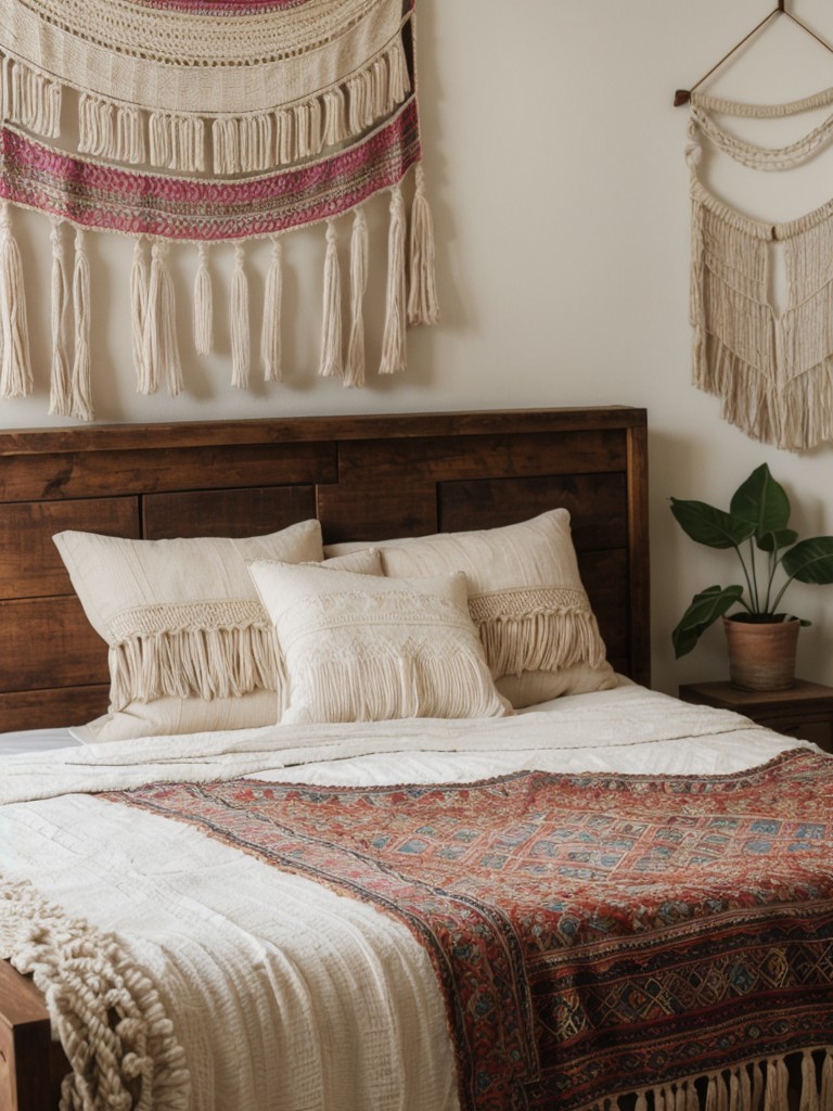 bohemian-chic-bedroom-ideas-macrame-wall-hangings-layered-textiles-vibrant-patterns