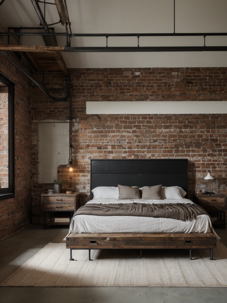 industrial-bedroom-ideas-exposed-brick-walls-metal-accents-rustic-wooden-furniture-raw-edgy-aesthetic