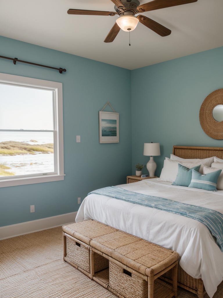 coastal-bedroom-ideas-nautical-color-palette-beachy-accessories-natural-materials-like-rattan-driftwood