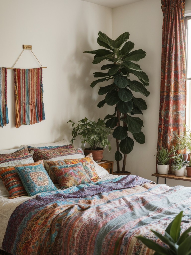 bohemian-bedroom-ideas-vibrant-colors-eclectic-patterns-plenty-plants-free-spirited-cozy-atmosphere