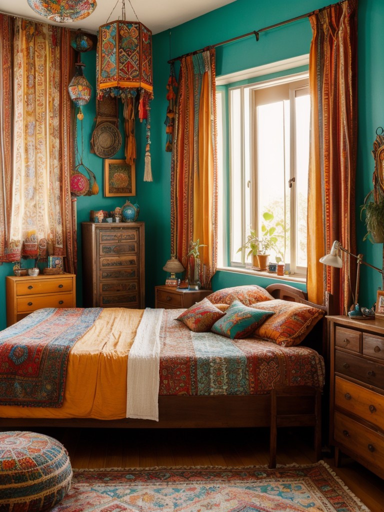 bohemian-bedroom-ideas-vibrant-colors-eclectic-patterns-mix-vintage-handmade-elements-cozy-artistic-atmosphere