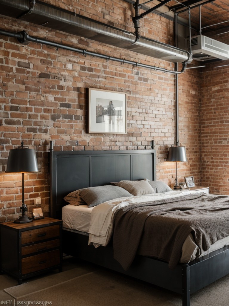 industrial-loft-bedroom-ideas-exposed-brick-metal-accents-vintage-inspired-furniture-unique-edgy-look