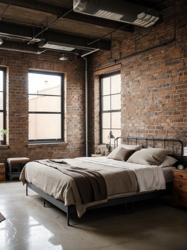industrial-chic-bedroom-ideas-exposed-brick-walls-metal-furniture-vintage-accessories-creating-trendy-urban-look