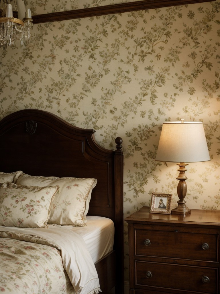 vintage-bedroom-ideas-antique-furniture-vintage-wallpaper-delicate-accessories-timeless-nostalgic-feel