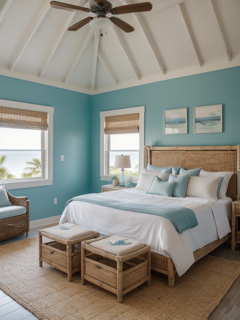 coastal-themed-bedroom-ideas-beachy-color-palette-nautical-decor-natural-materials-like-rattan-driftwood