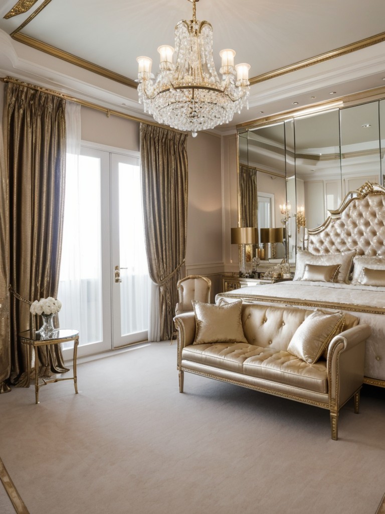 glamorous-bedroom-ideas-luxe-fabrics-mirrored-furniture-crystal-chandeliers-adding-touch-glitz-metallic-accents