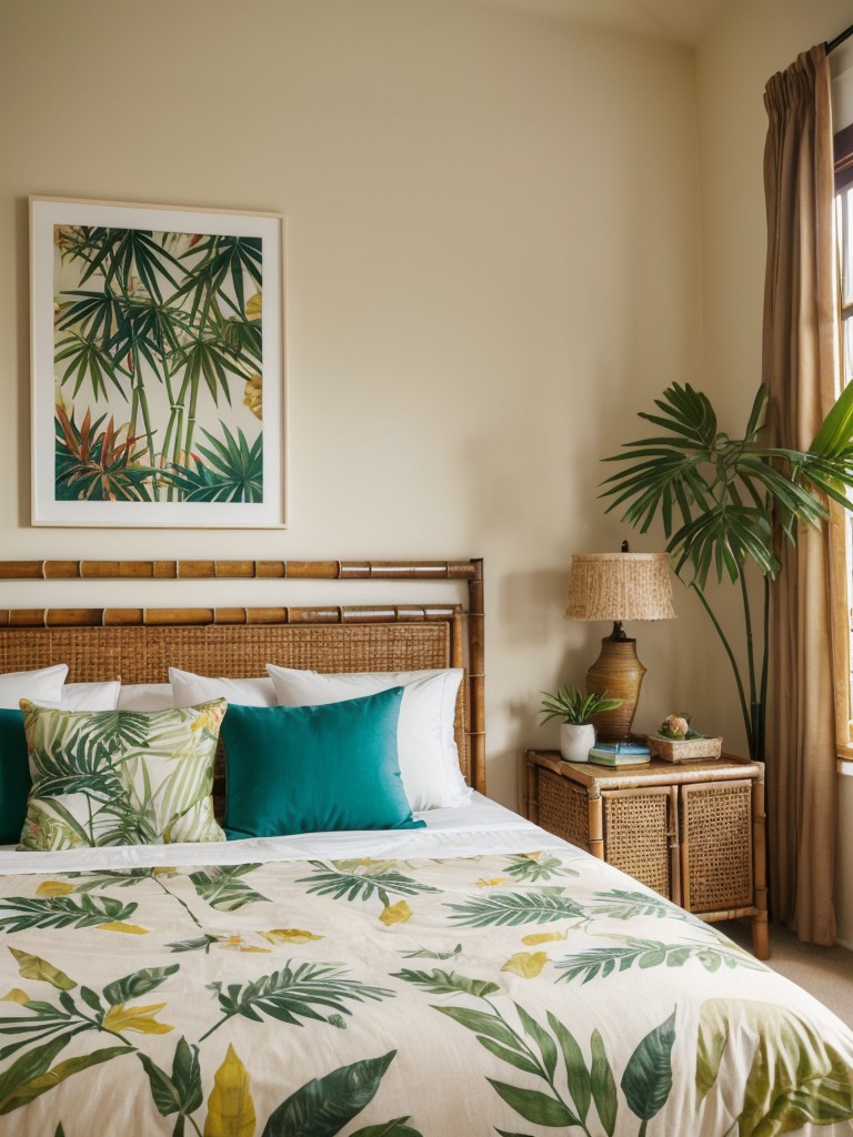 tropical-inspired-bedroom-ideas-vibrant-colors-botanical-prints-natural-materials-like-bamboo-rattan