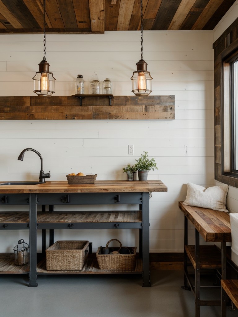 incorporating-reclaimed-wood-furniture-shiplap-accent-walls-industrial-light-fixtures