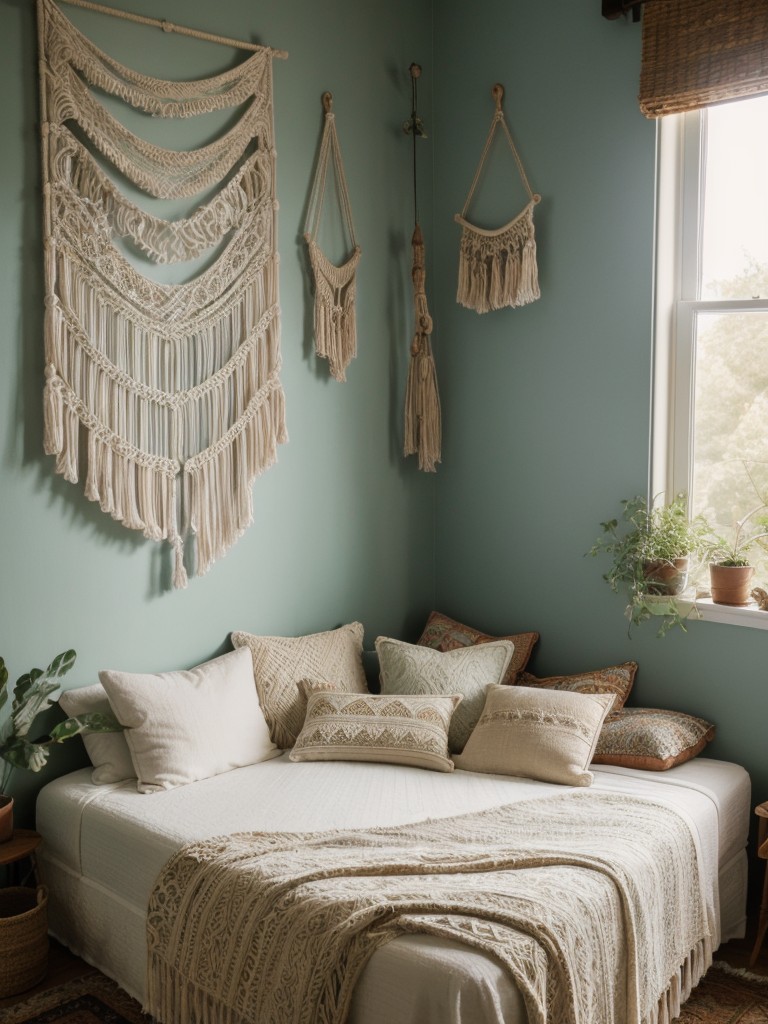 bohemian-inspired-bedrooms-layered-textiles-macrame-wall-hangings-cozy-reading-nook