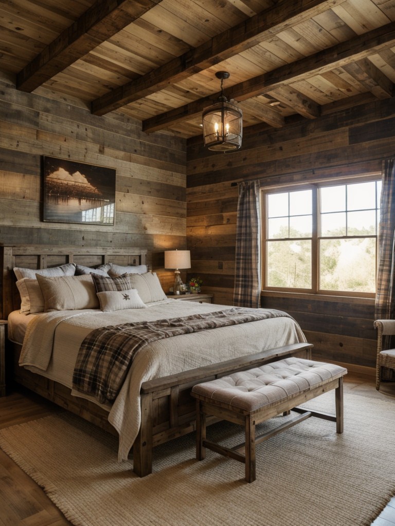rustic-bedroom-ideas-featuring-exposed-wooden-beams-distressed-furniture-cozy-plaid-patterns