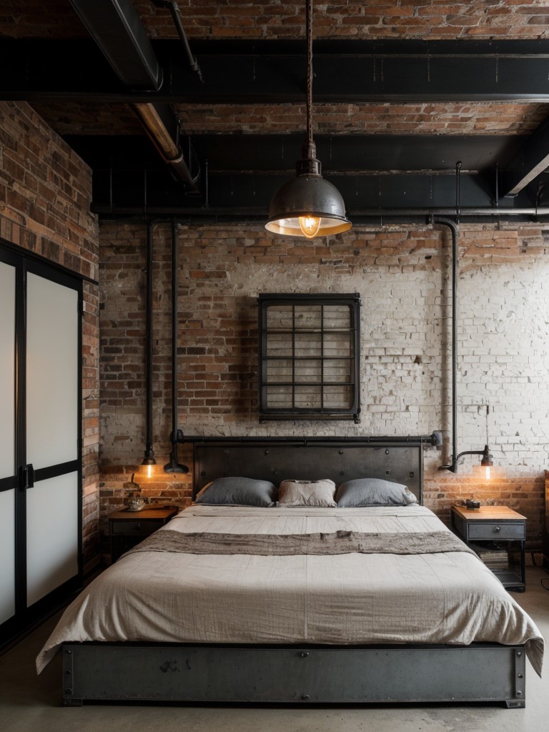 industrial-bedroom-ideas-exposed-brick-walls-metal-accents-raw-edgy-aesthetic-incorporating-industrial-lighting-fixtures-vintage-signage-distressed-fu