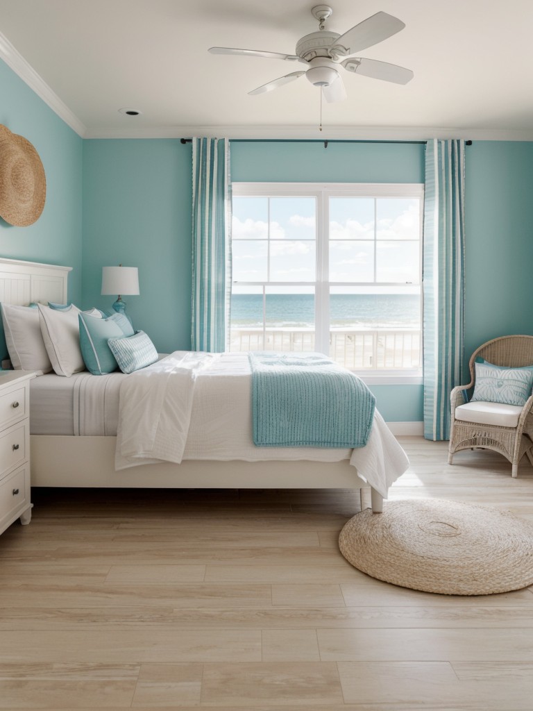 coastal-inspired-bedroom-ideas-breezy-color-scheme-beachy-accents-like-seashell-decor-nautical-stripes