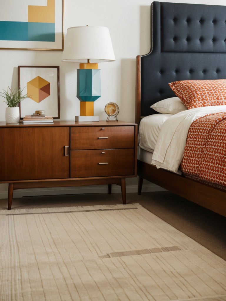 mid-century-modern-bedroom-ideas-retro-furniture-bold-geometric-patterns-including-statement-mid-century-bedframe