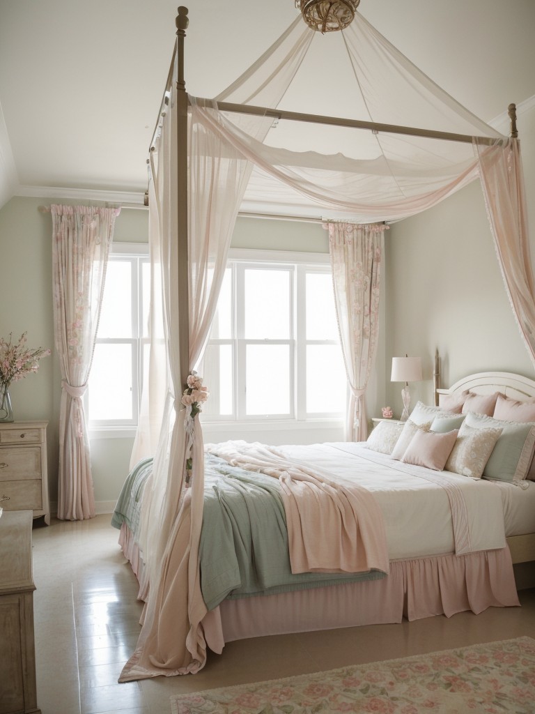romantic-bedroom-ideas-soft-pastel-hues-flowing-curtains-featuring-canopy-bed-plenty-floral-accents