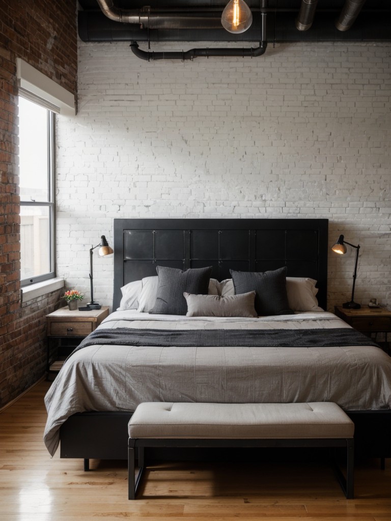 industrial-bedroom-ideas-exposed-brick-walls-metal-accents-edgy-urban-feel