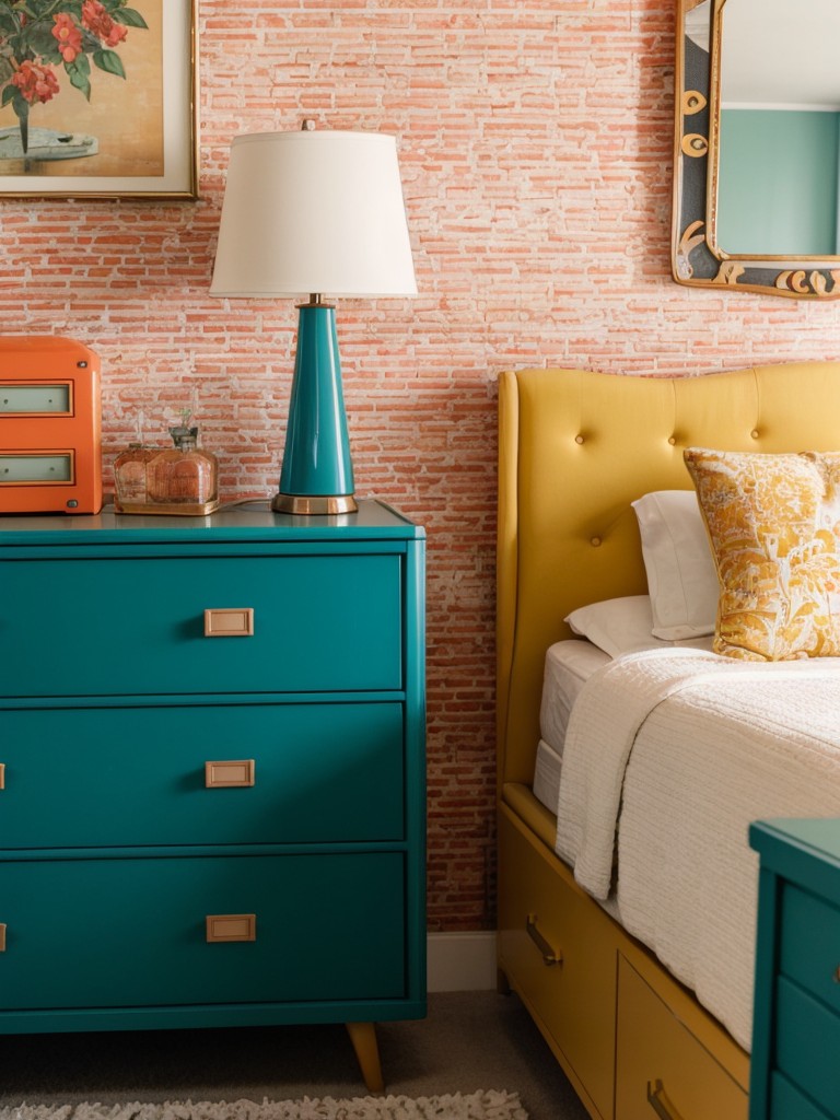 retro-bedroom-ideas-vintage-inspired-furniture-bold-colors-retro-themed-accessories