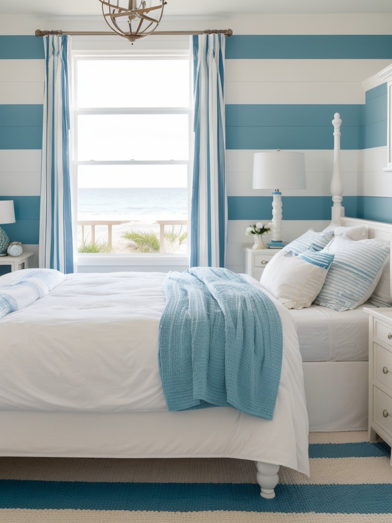 coastal-bedroom-ideas-beach-inspired-color-scheme-nautical-decor-using-stripes-seashells-soft-blues-whites