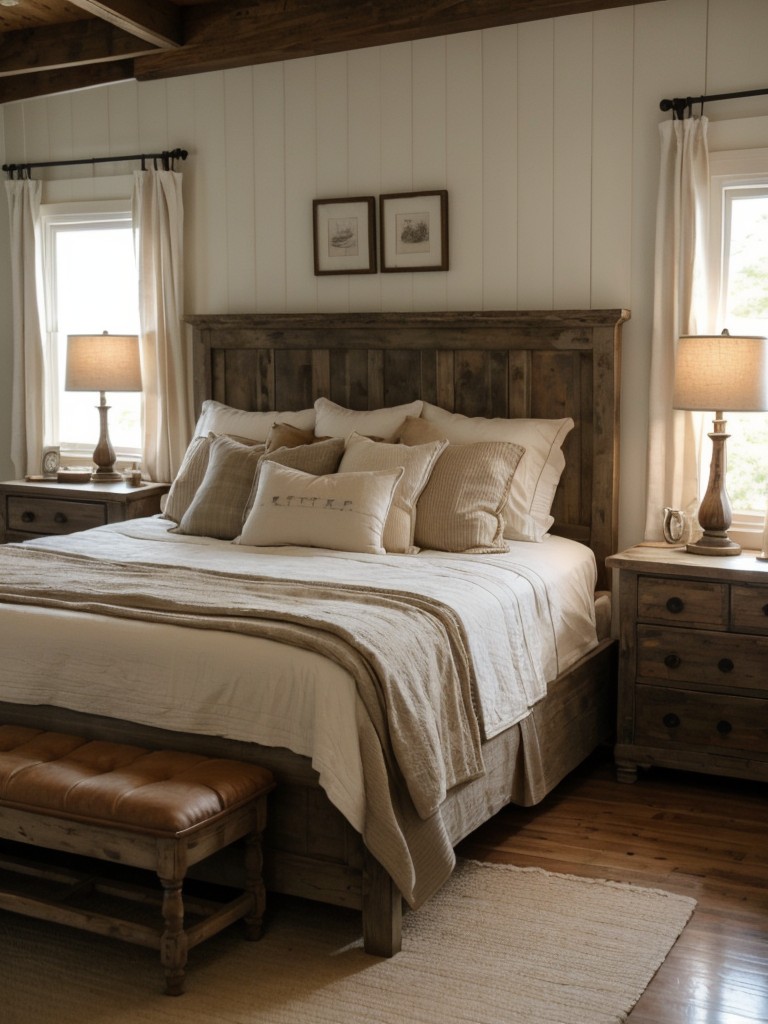 farmhouse-bedroom-ideas-charming-rustic-feel-incorporating-weathered-wood-vintage-decor-soft-neutral-tones