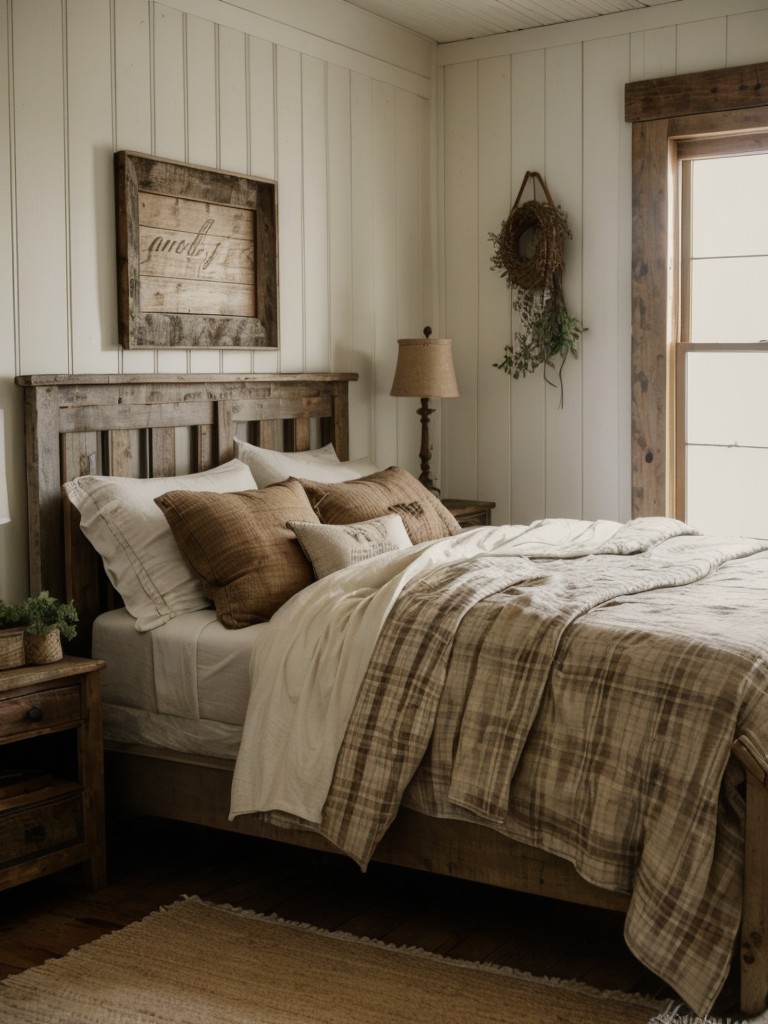 farmhouse-bedroom-ideas-distressed-wood-furniture-rustic-decor-using-vintage-textiles-cozy-bedding-to-achieve-cozy-charming-look
