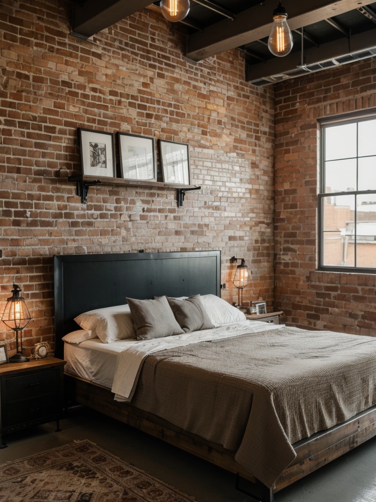 industrial-bedroom-ideas-exposed-brick-walls-metal-accents-using-edison-bulbs-rustic-furniture-to-create-raw-edgy-aesthetic