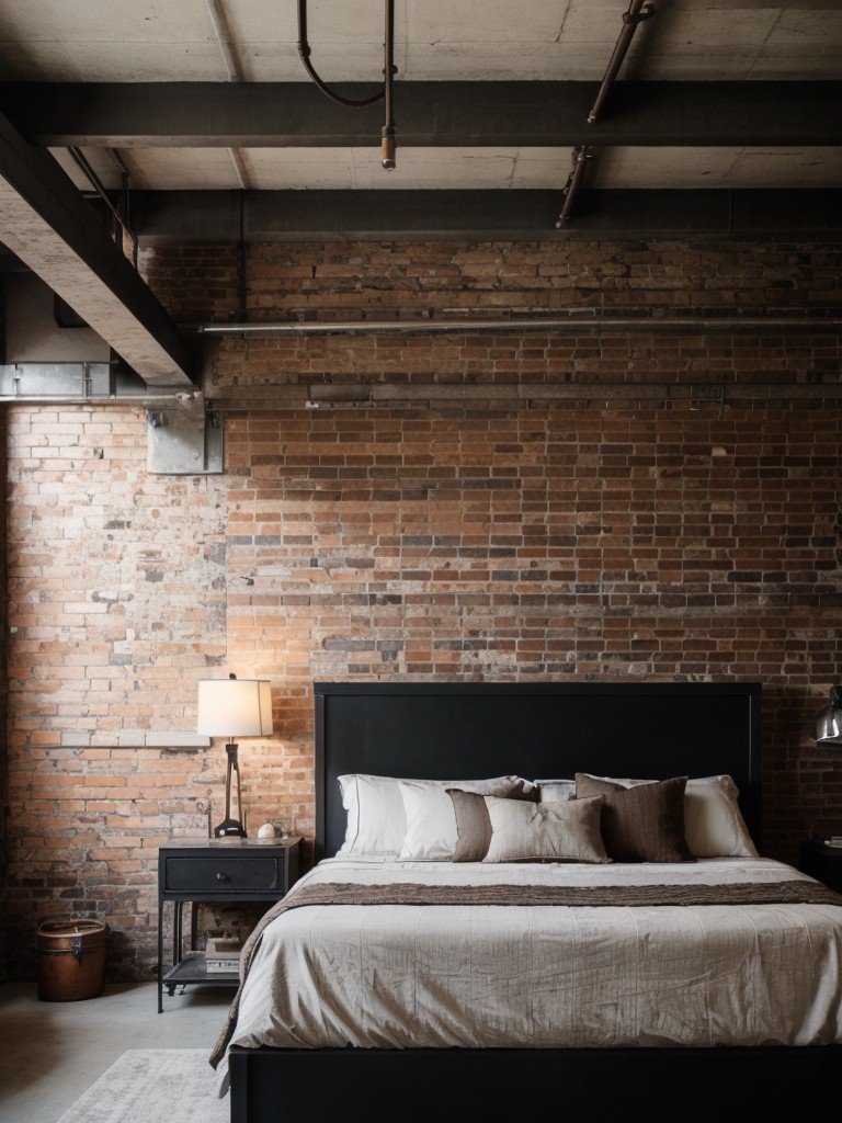 industrial-bedroom-ideas-exposed-brick-walls-metal-accents-vintage-inspired-furniture-cool-edgy-industrial-look