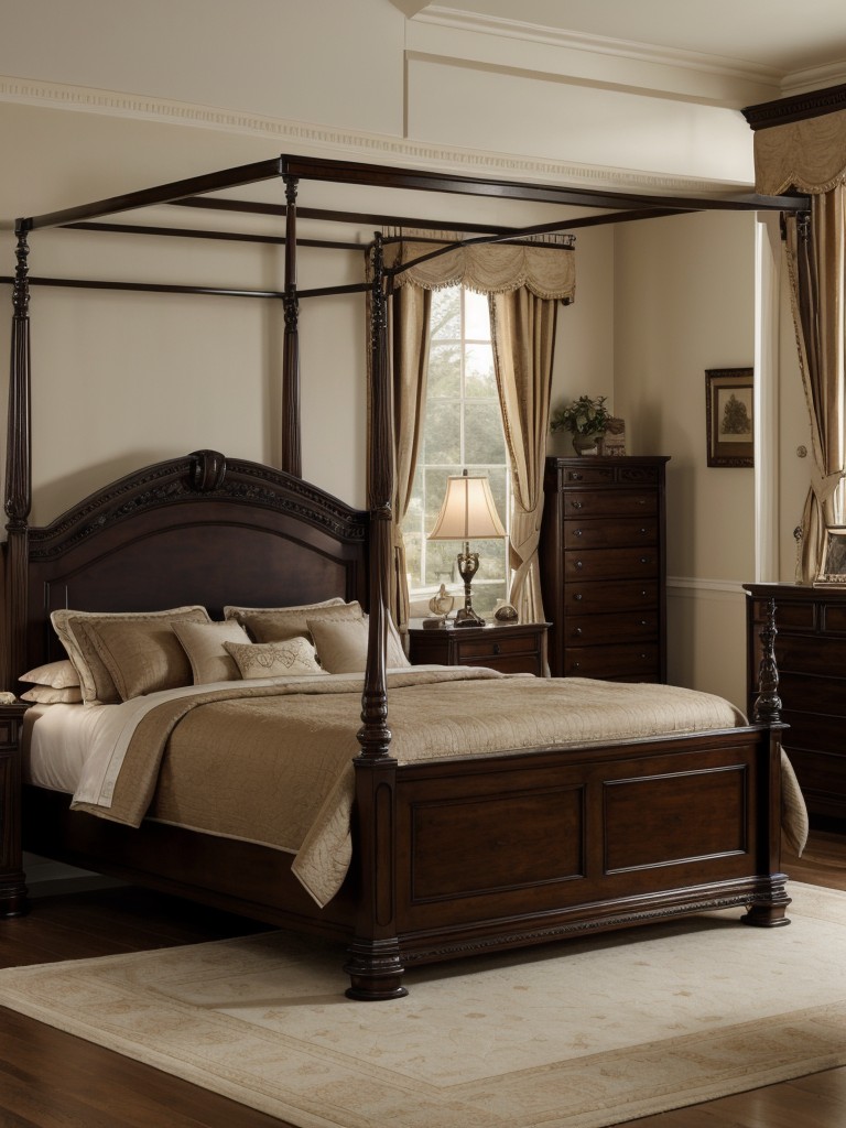 traditional-bedroom-ideas-classic-timeless-design-utilizing-dark-wood-furniture-elegant-textiles-antique-inspired-accessories-incorporating-grand-four