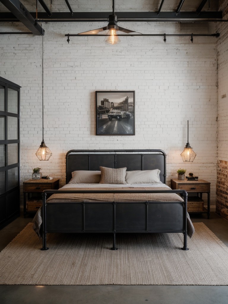 industrial-bedroom-ideas-exposed-brick-walls-metal-accents-utilitarian-furniture-like-metal-bed-frame-vintage-inspired-lighting-rugged-edgy-feel