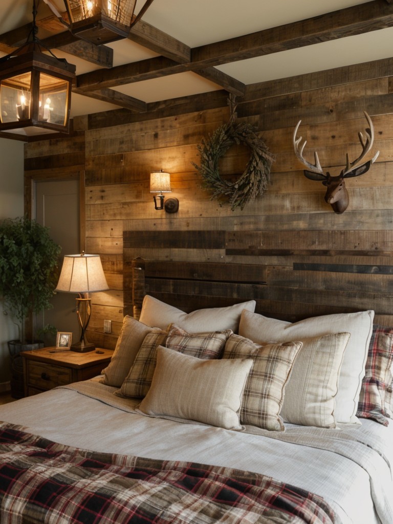 rustic-bedroom-ideas-reclaimed-wood-furniture-cozy-plaid-accents-nature-inspired-d-cor-like-antlers-woven-baskets-lanterns-cozy-inviting-look