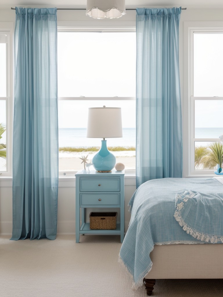 beach-inspired-bedroom-ideas-light-shades-blue-seashell-decor-sheer-curtains-calming-coastal-retreat
