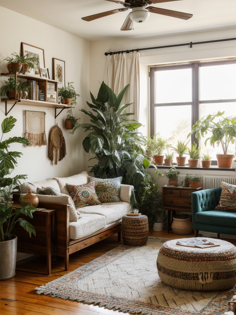 bohemian-bedroom-ideas-eclectic-patterns-mix-match-furniture-lots-plants-free-spirited-cozy-ambience