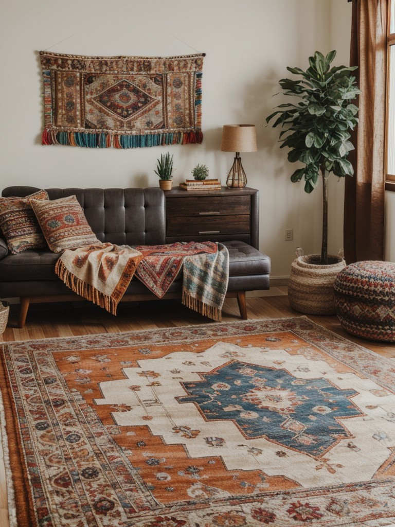 bohemian-bedroom-ideas-mix-textures-layered-rugs-vibrant-colors-free-spirited-cozy-atmosphere