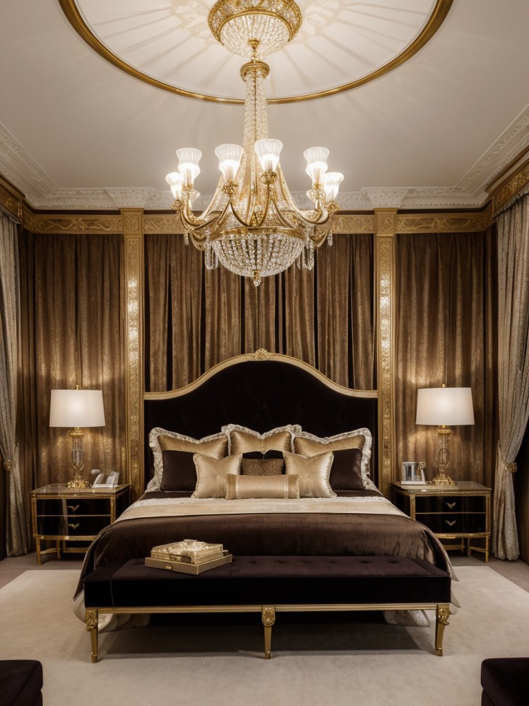 glamorous-bedroom-ideas-elegant-chandeliers-velvet-upholstery-metallic-accents-luxurious-opulent-touch