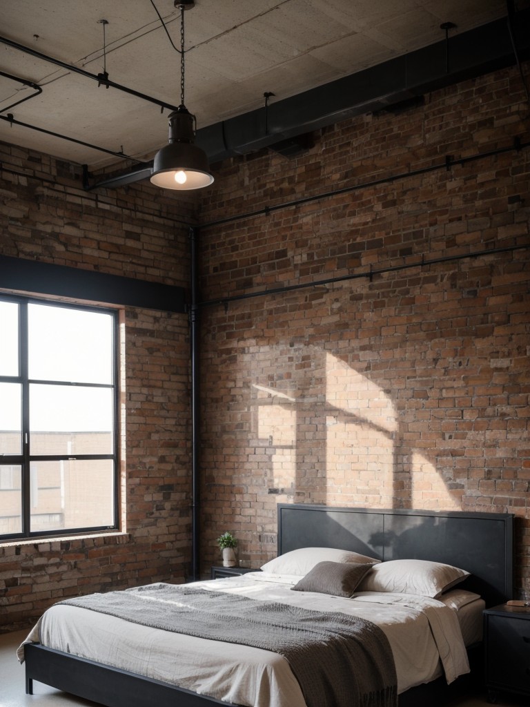 industrial-bedroom-ideas-exposed-brick-walls-metal-accents-minimalistic-furniture-raw-edgy-aesthetic