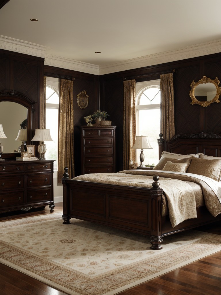 traditional-bedroom-ideas-rich-dark-wood-furniture-ornate-detailing-classic-patterns-timeless-sophisticated-look