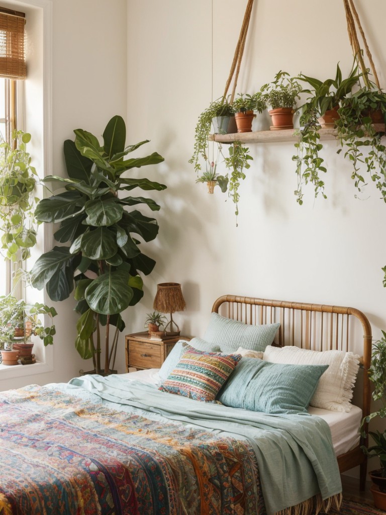 boho-chic-bedroom-ideas-featuring-vibrant-colors-eclectic-furniture-lots-plants-to-create-relaxed-free-spirited-atmosphere