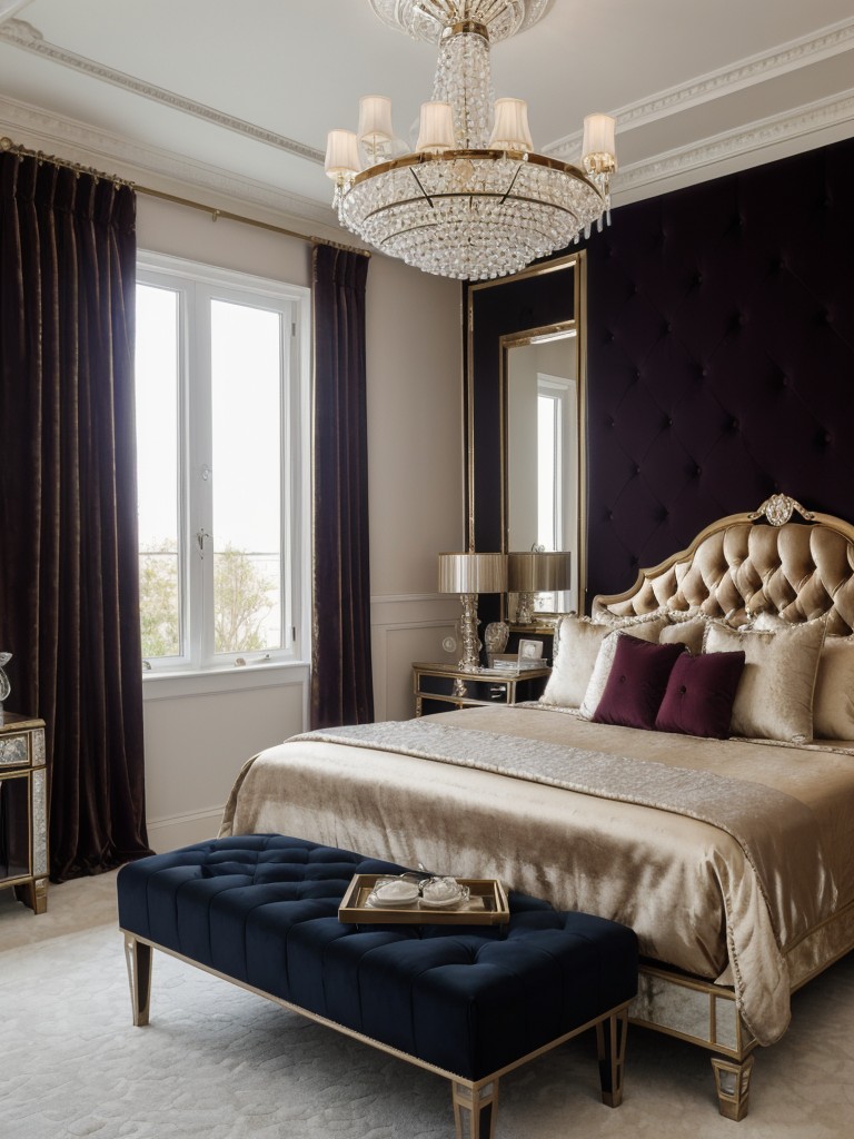 glamorous-bedroom-ideas-luxurious-velvet-upholstery-crystal-chandeliers-mirrored-furniture-touch-elegance-sophistication