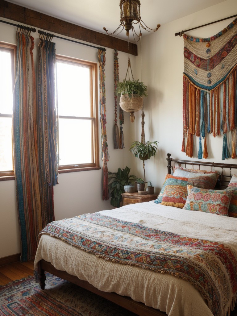 bohemian-bedroom-ideas-eclectic-patterns-vibrant-colors-mix-textures-incorporating-elements-such-macrame-wall-hangings-vintage-furniture-layered-texti