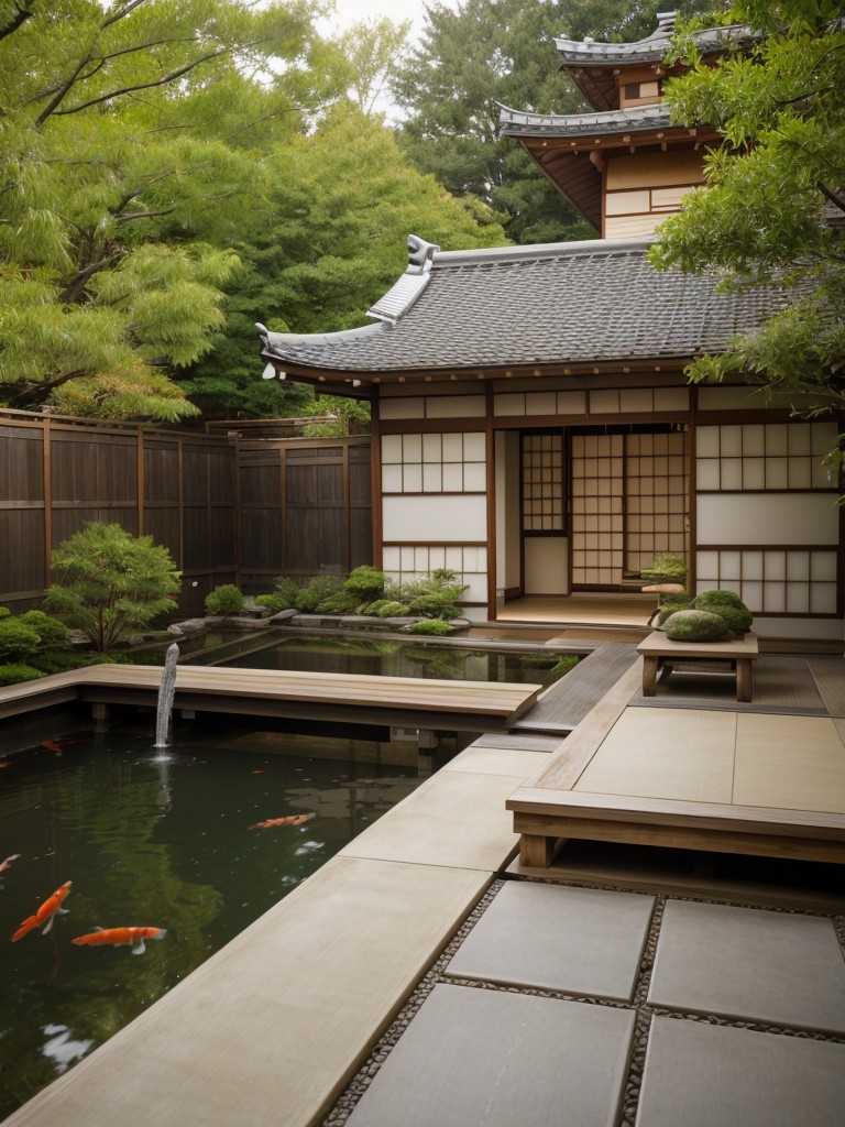 japanese-inspired-backyard-ideas-bamboo-fence-koi-pond-traditional-tea-house