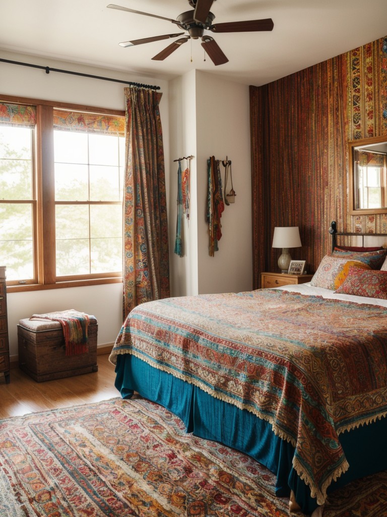 bohemian-style-bedroom-ideas-vibrant-colors-patterned-textiles-mix-vintage-global-inspired-decor