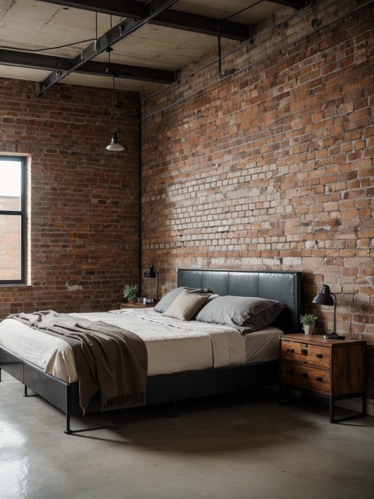industrial-bedroom-design-ideas-exposed-brick-walls-metal-accents-vintage-inspired-furniture